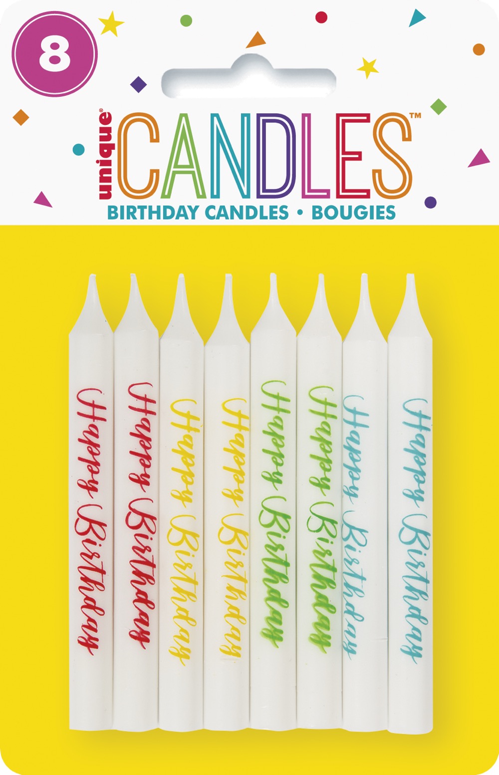 Assorted Happy Birthday Birthday Candles 8ct