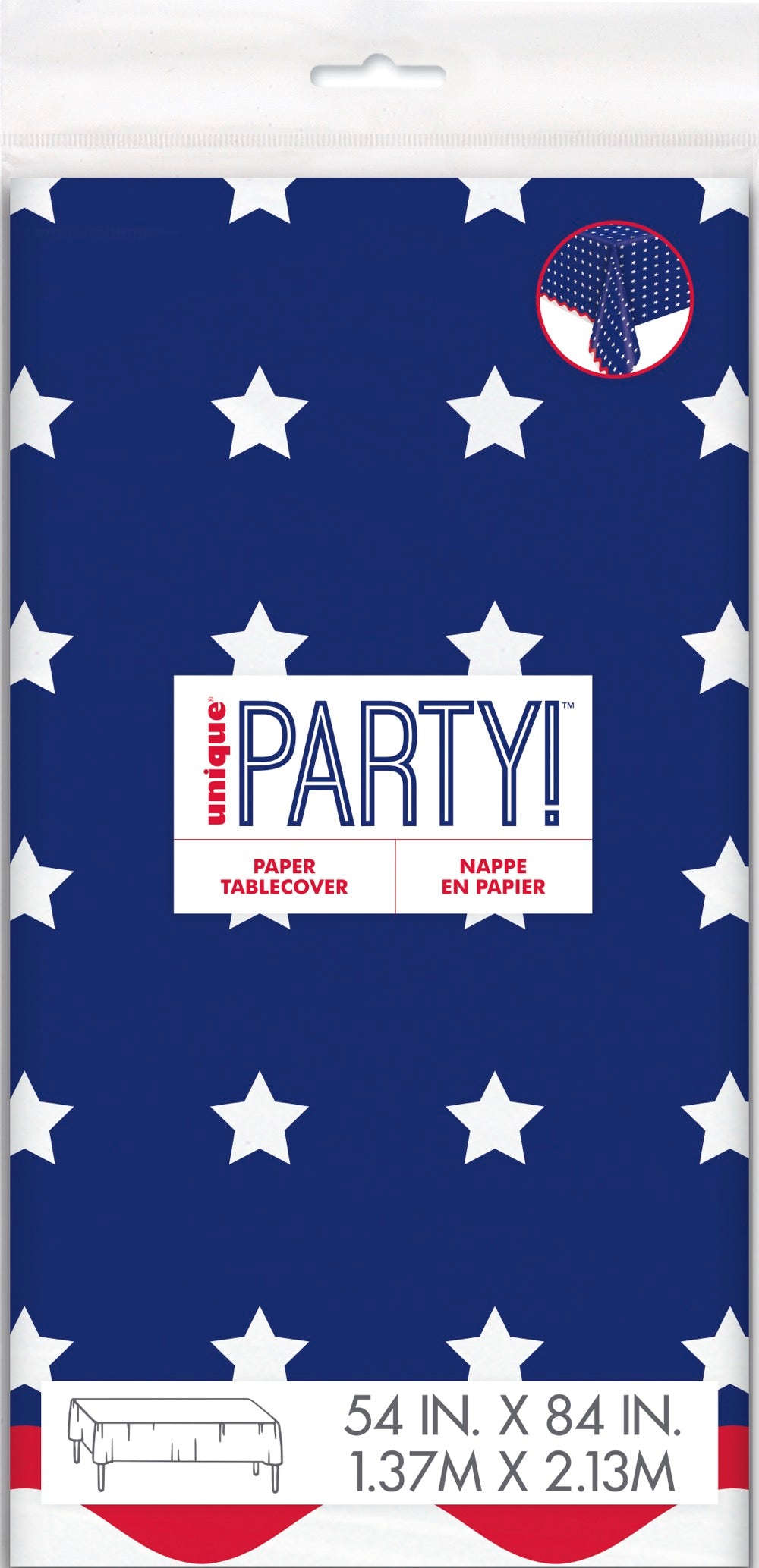 Peppy Patriotic Paper Table Cover 54X84