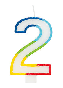 Rainbow Border Number Candle