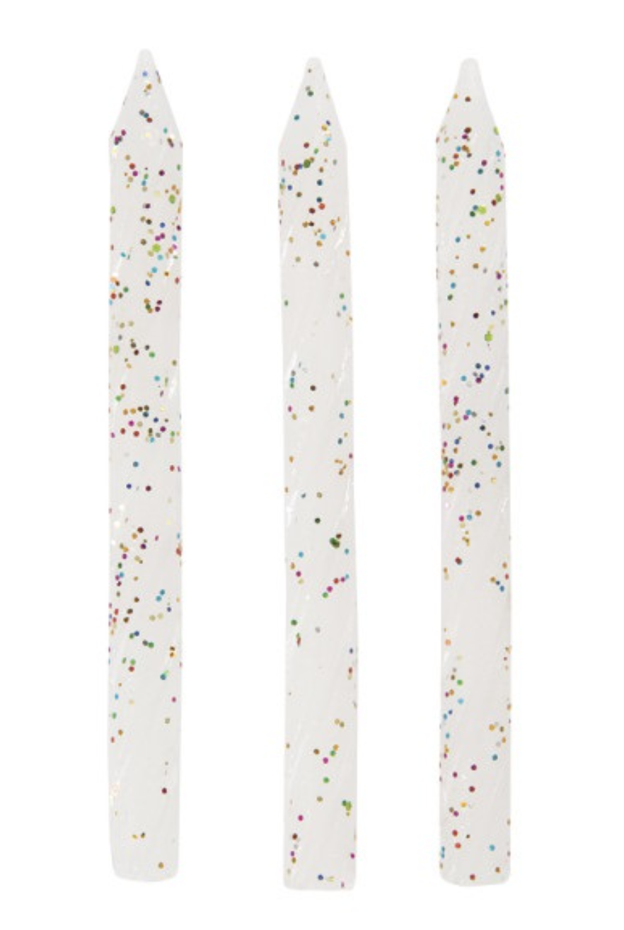 White and Glitter Spiral Birthday Candles 24ct