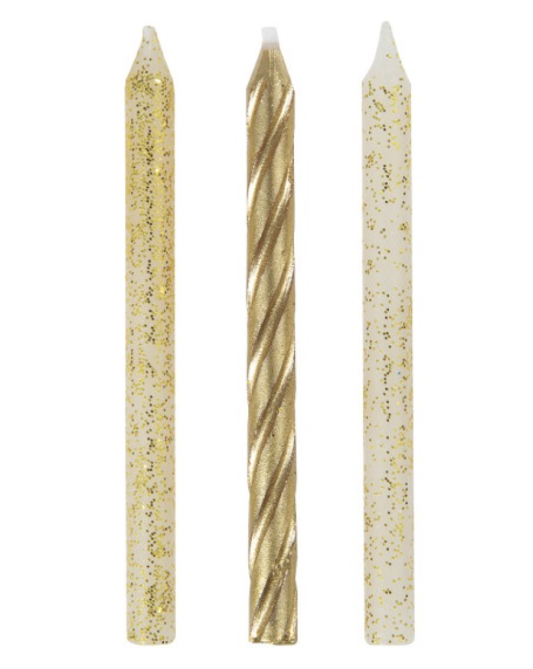 Glitter and Gold Spiral Birthday Candles - Assorted 24ct