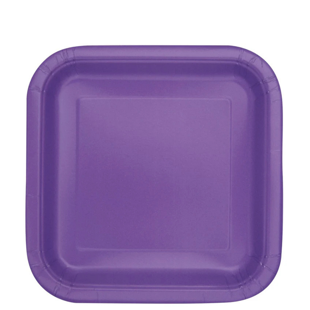 Purple Square 7in Dessert Plates 16ct