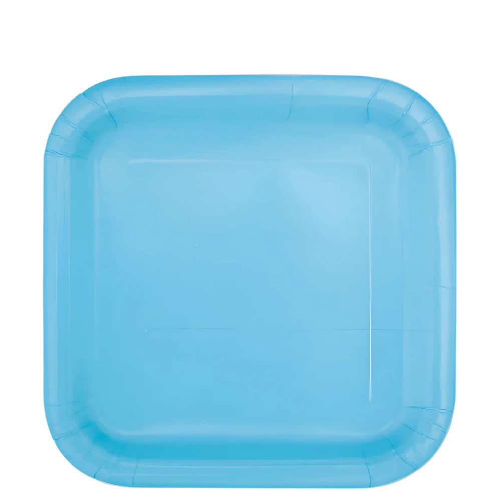 Light Blue Square 7in Dessert Plates 16ct