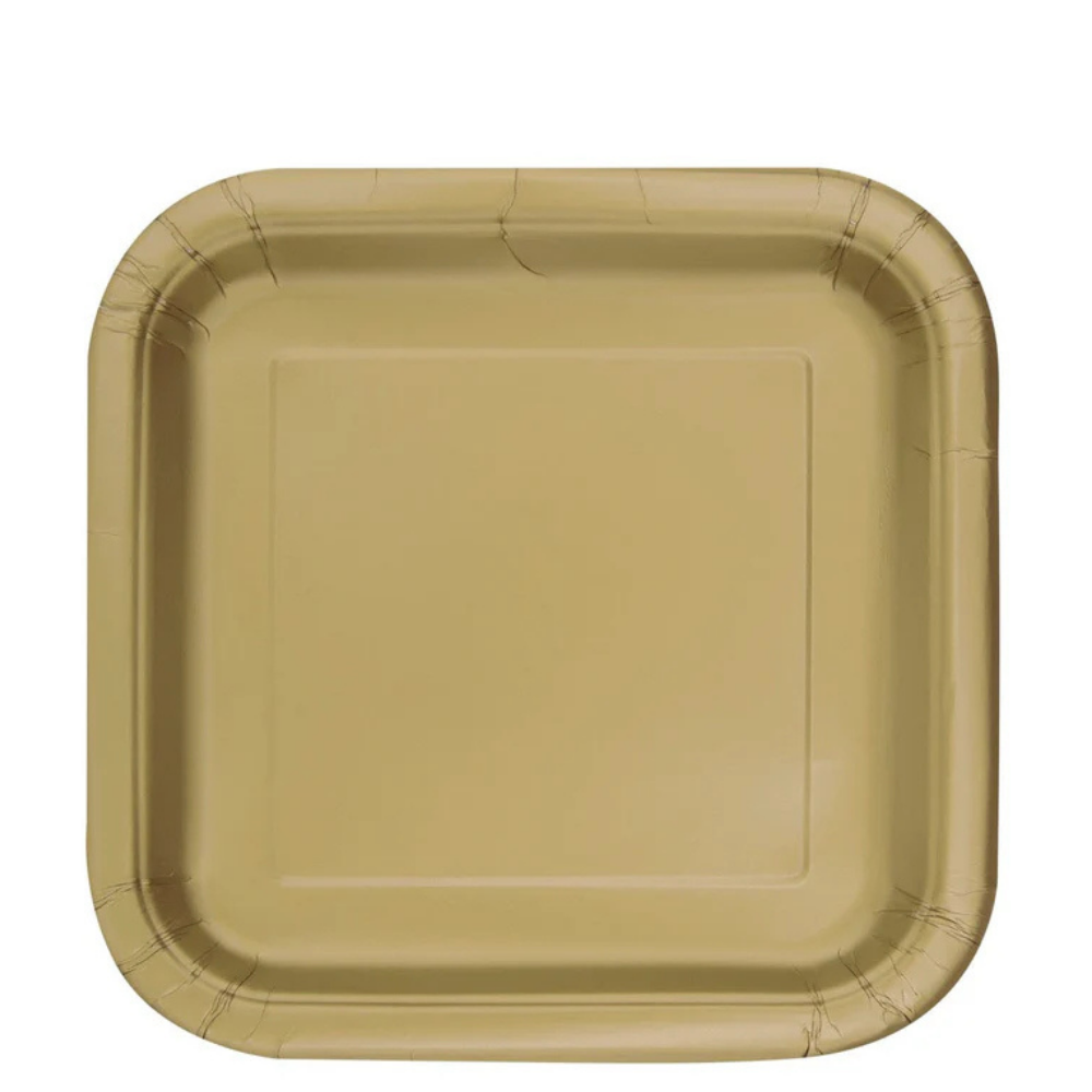 Gold Square 7in Dessert Plates 16ct