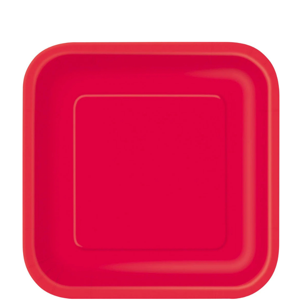 Red Square 7in Dessert Plates 16ct