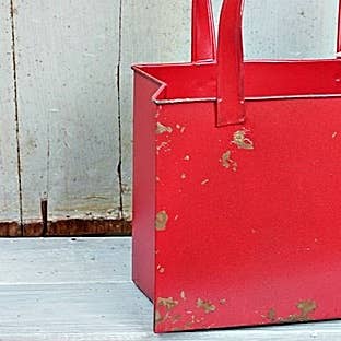 Distressed Metal Tote Bag-Red