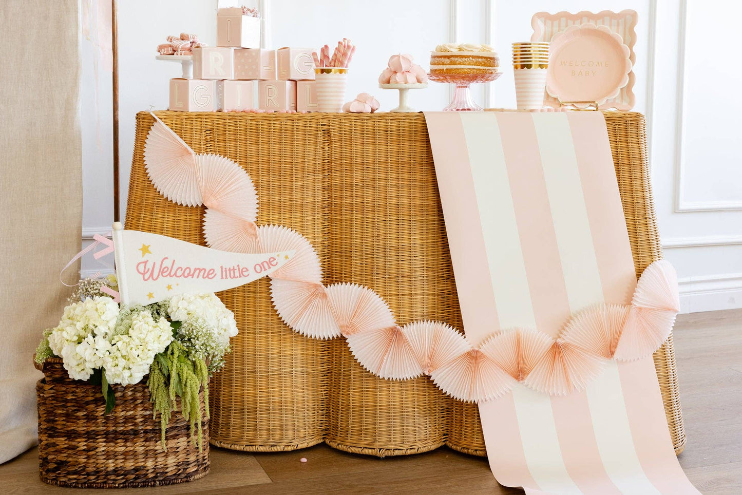 Pink Tissue Bunting Banner
