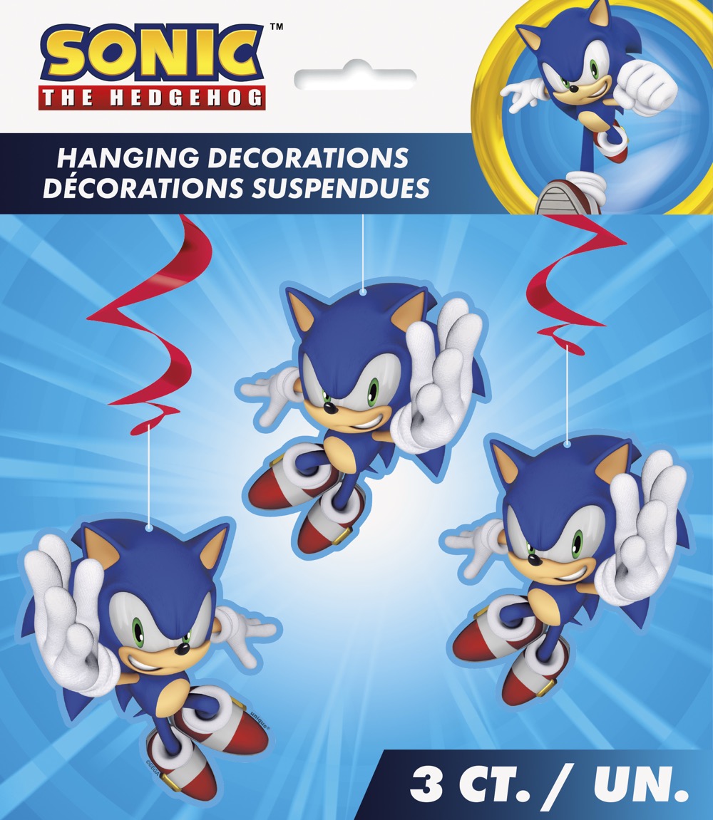 Sonic the Hedgehog Hanging Swirl Decorations 3ct