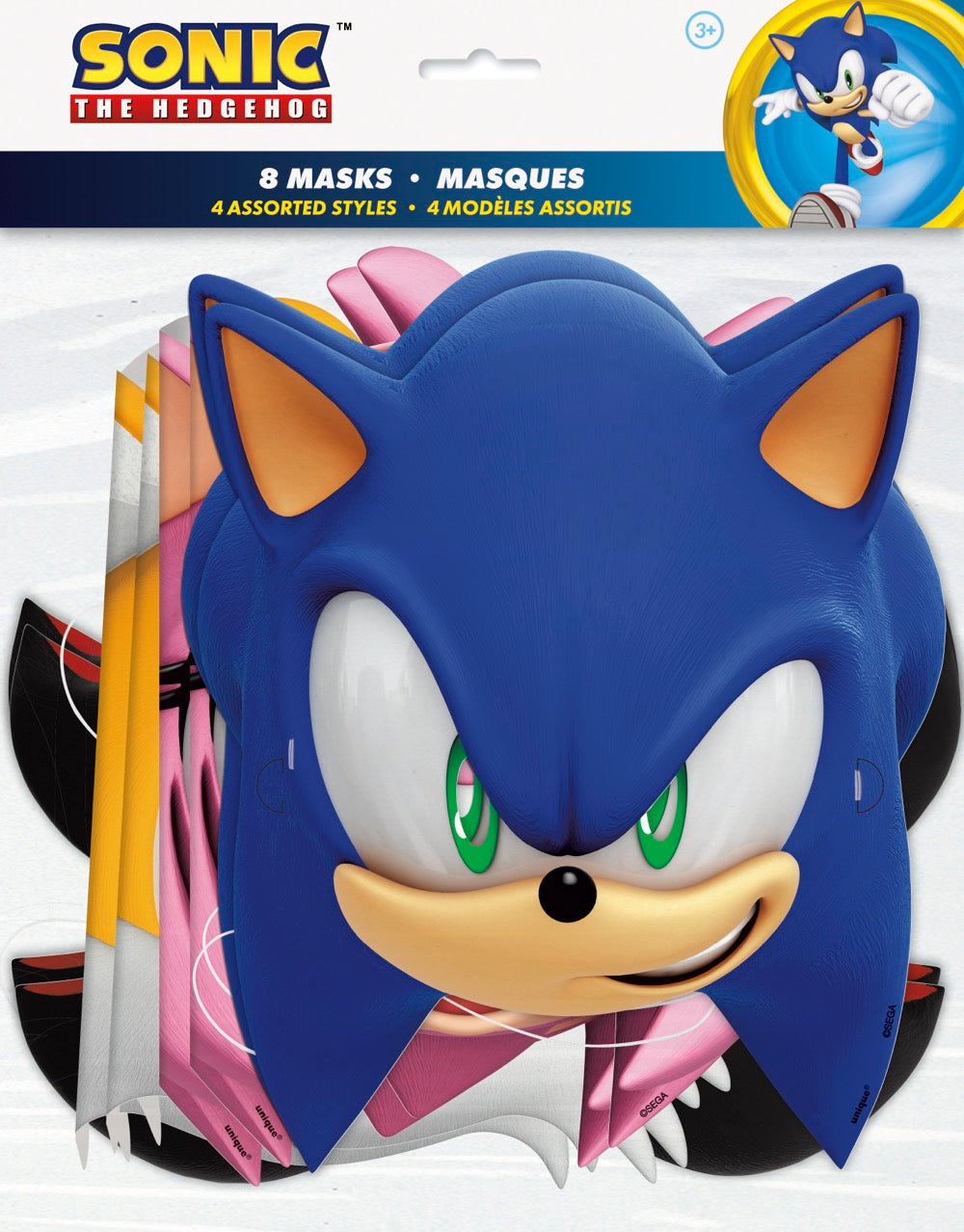 Sonic the Hedgehog Assorted Paper Party Masks 8ct