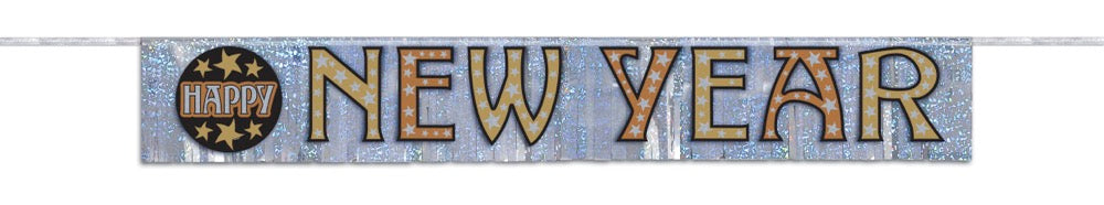 Foil New Year's Stars Fringe Banner 4.75 ft