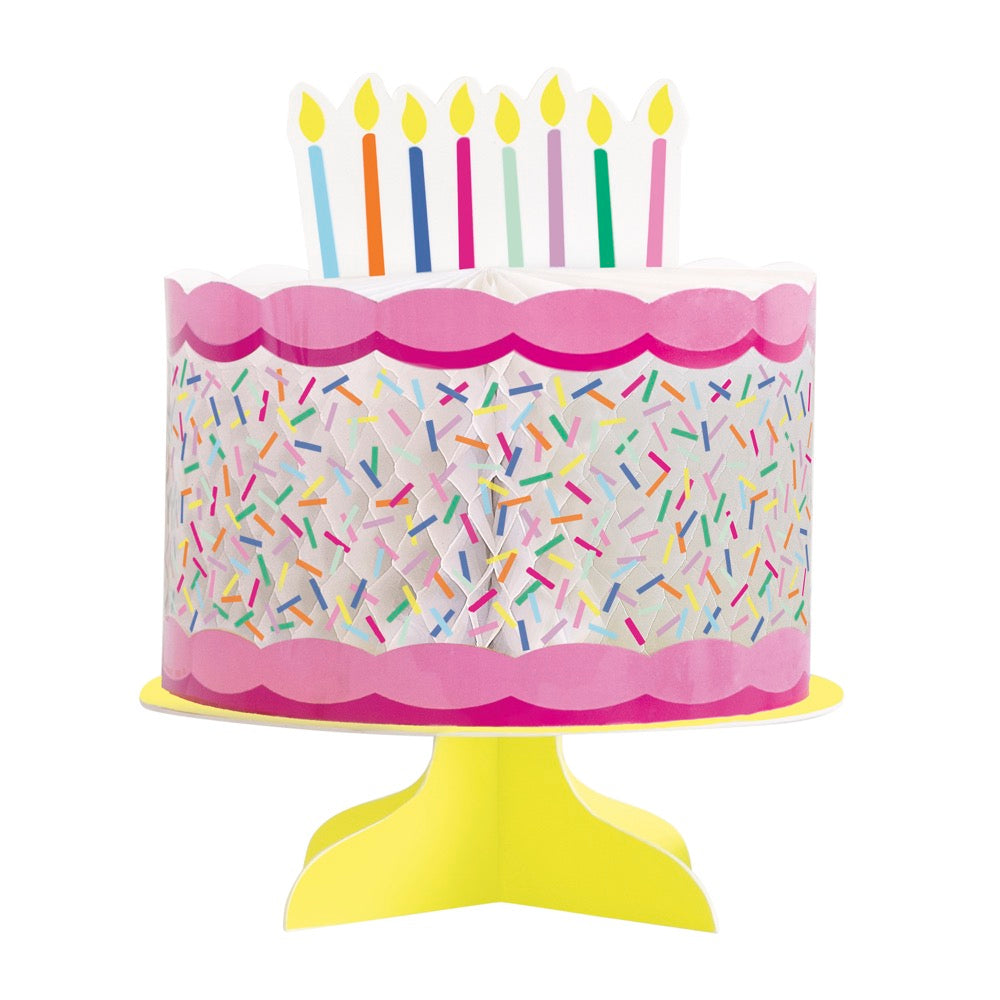 Pink Sprinkles Cake Shaped Honeycomb Centerpiece