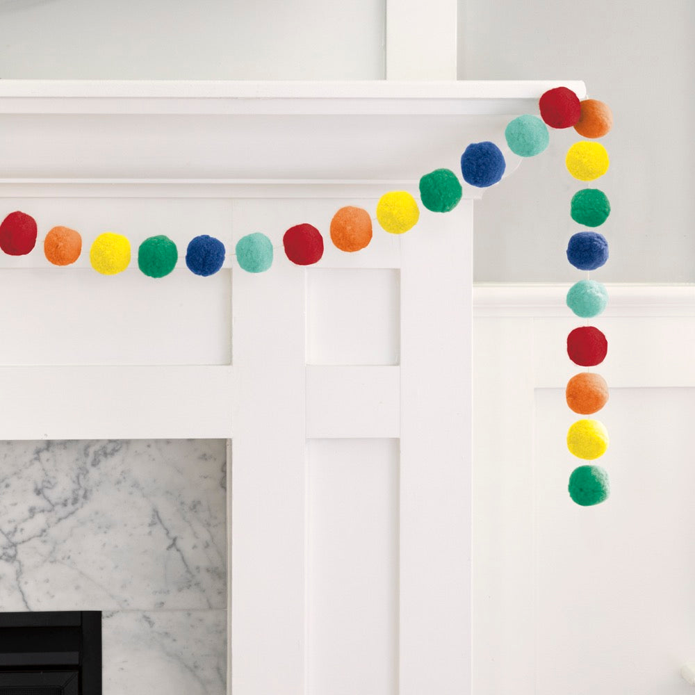 Rainbow Felt Pom Pom Garland 7ft