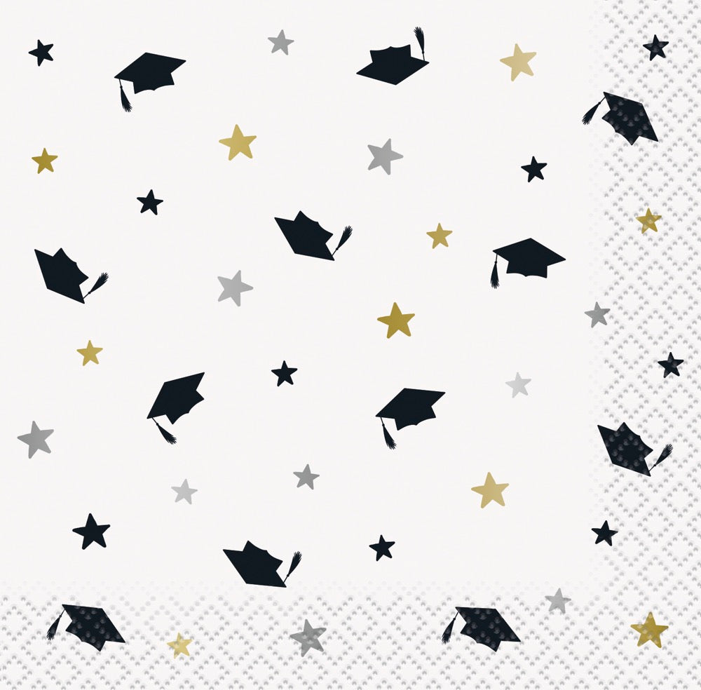 Stars & Caps Graduation Beverage Napkins 16ct
