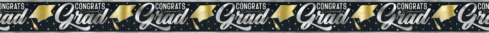 Stars & Caps Graduation Foil Fringe Banner 12ft