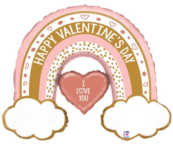 #S14 Rose Gold Valentine Rainbow 40in Balloon