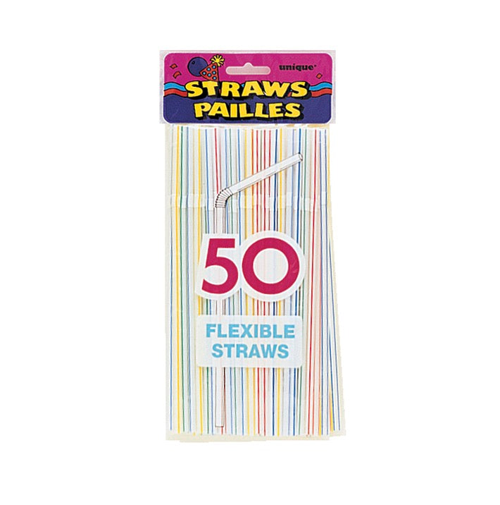 Flex Straws - Striped 50ct