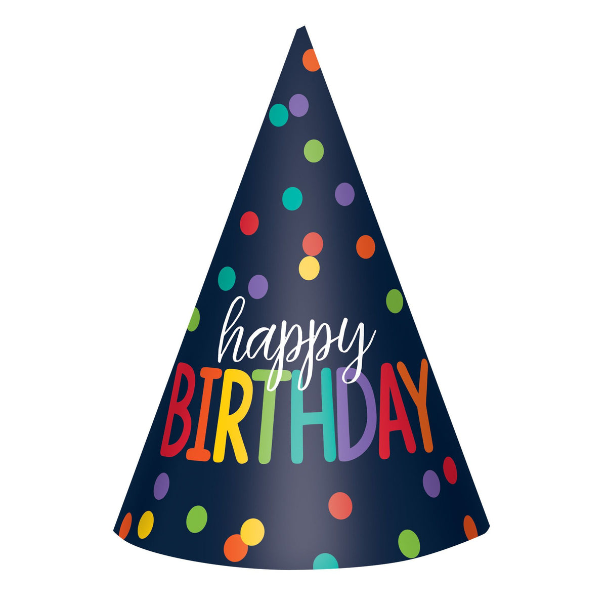 Rainbow Paper Cone Party Hats 12ct