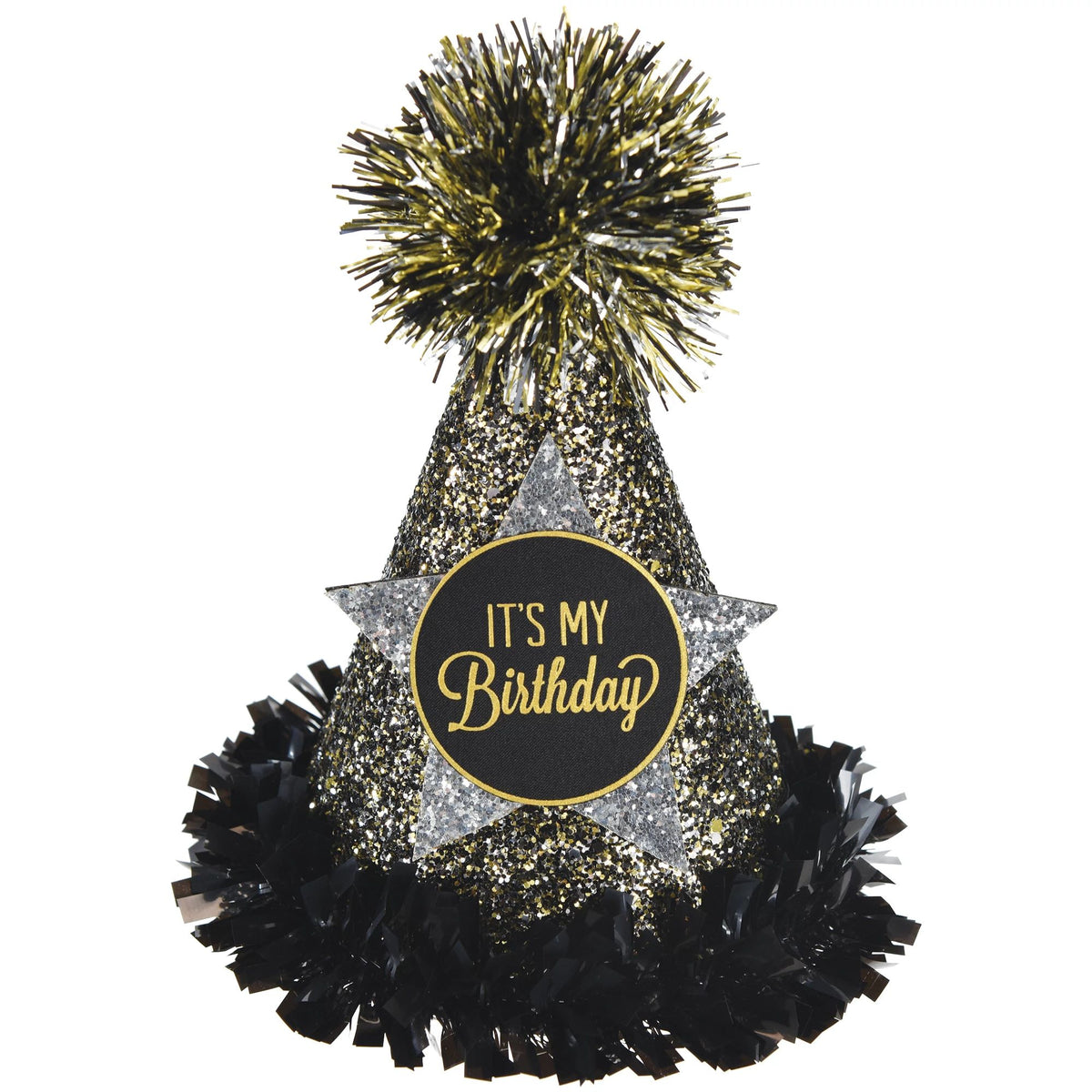 Cone Hat Black Silver Gold