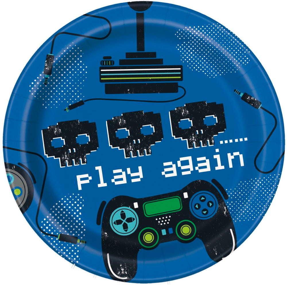 Gamer Birthday Round 7in Dessert Plates 8ct