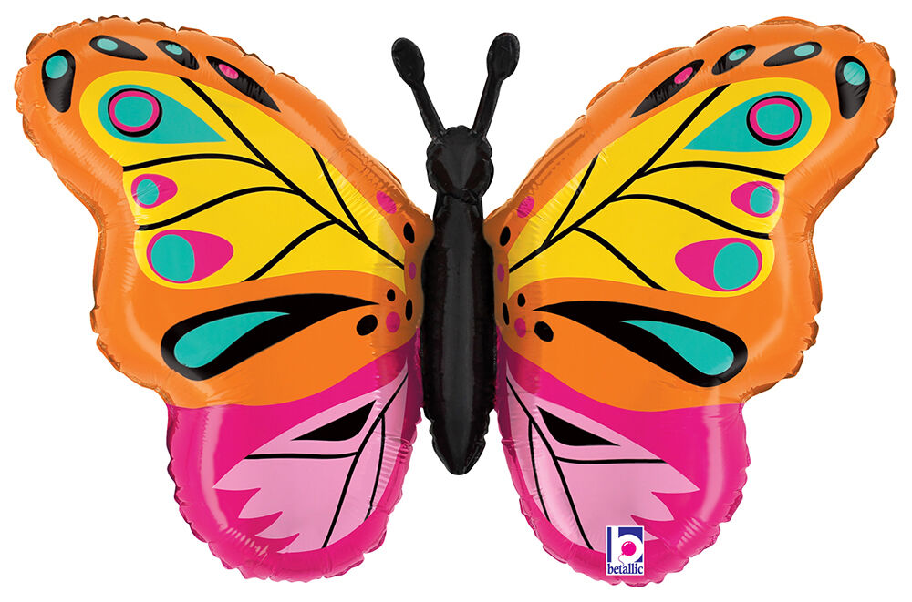 #002 Colorful Butterfly 30in SuperShape Balloon