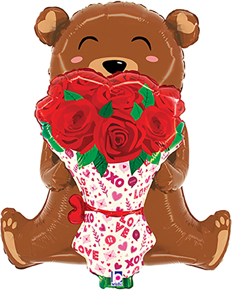 #442 Rose Bouquet Bear 25in Balloon