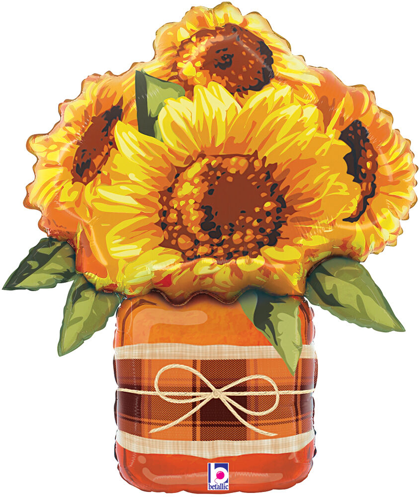 Sunflower Mason Jar 26in SuperShape Balloon