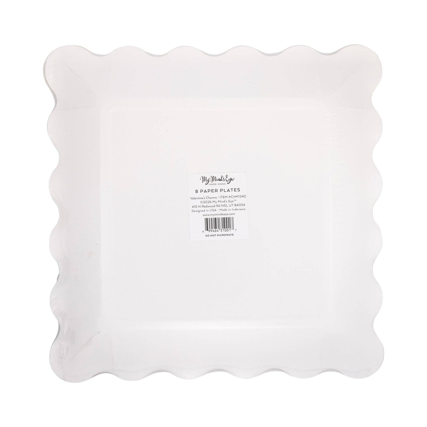 Valentines Charm Scalloped Square Plates 8ct