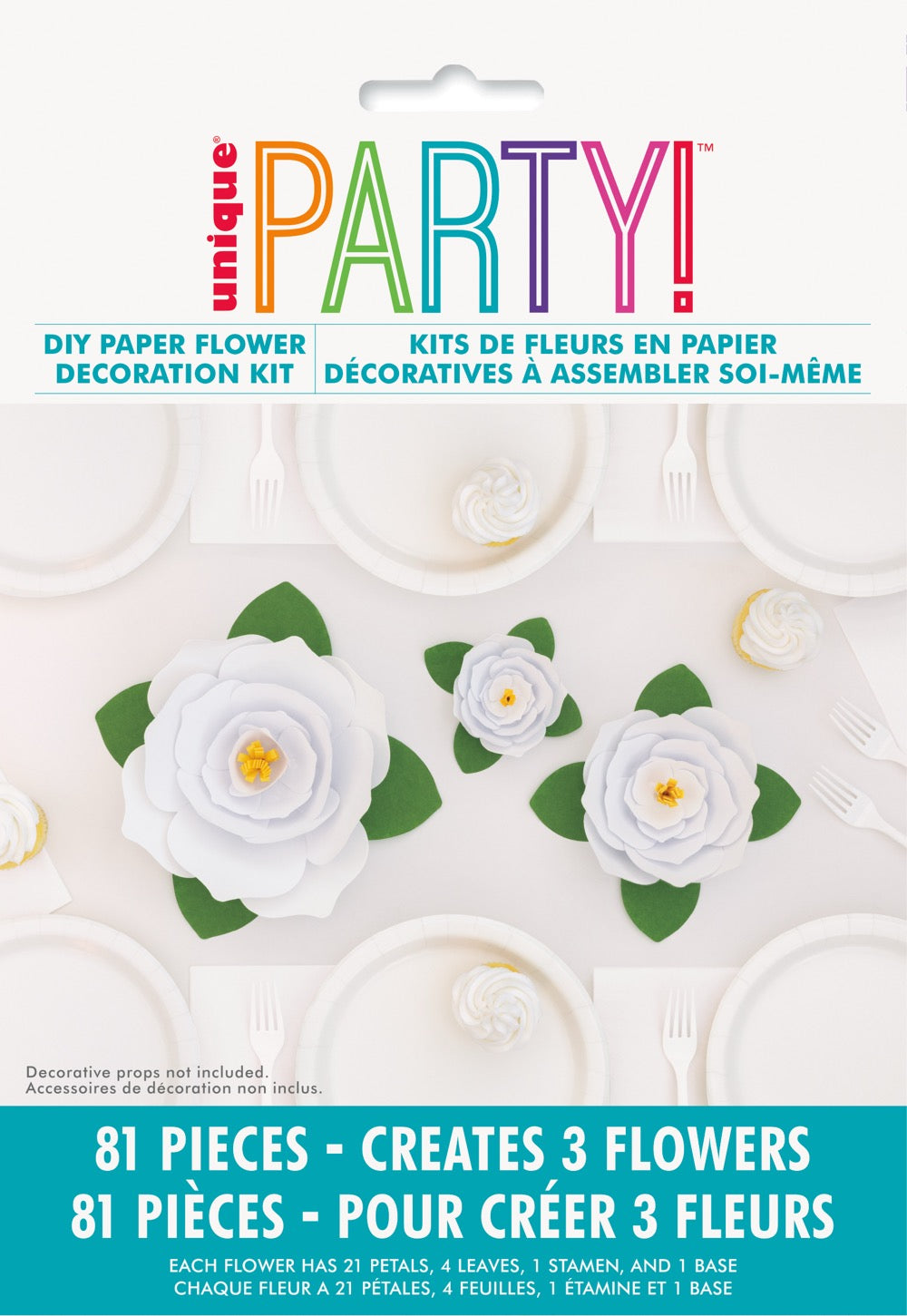 Assorted White Paper Flowers DIY Decoration Kit 3pc