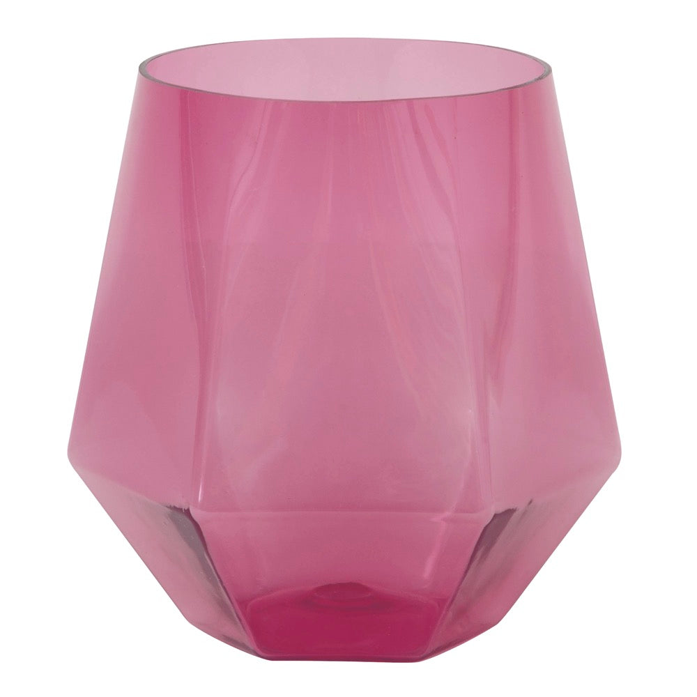Diamond Shaped 12oz Stemless Plastic Wine Glass
