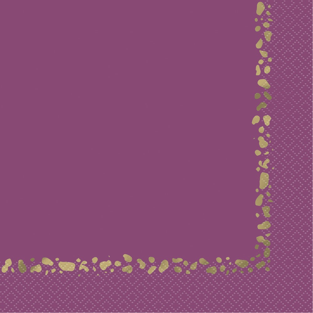 Modern Gold & Purple Foil Luncheon Napkins 16ct