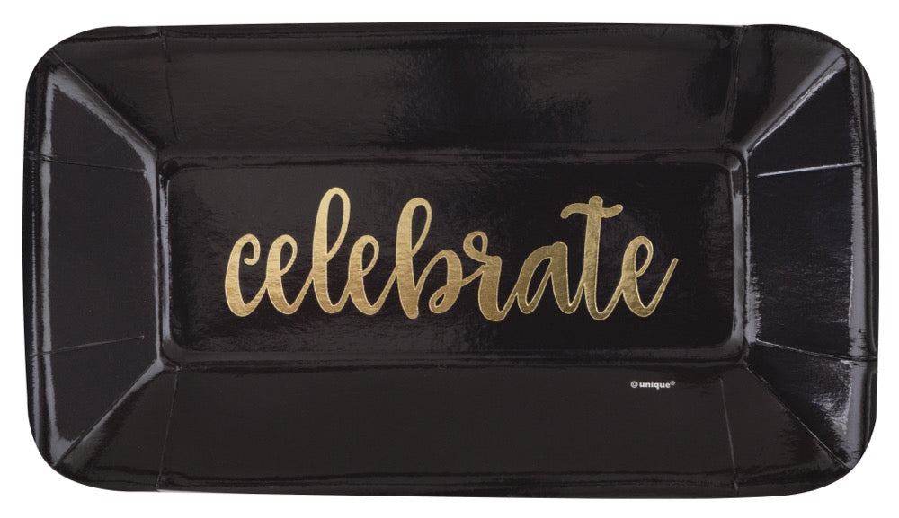 Celebrate 9in x 5in Rectangular Appetizer Plates 8ct - Foil Stamping