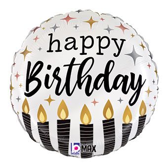 #034 Satin Metallic Birthday 18in Balloon