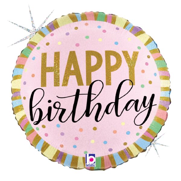 #024 Pastel Birthday Stripes 18in Balloon