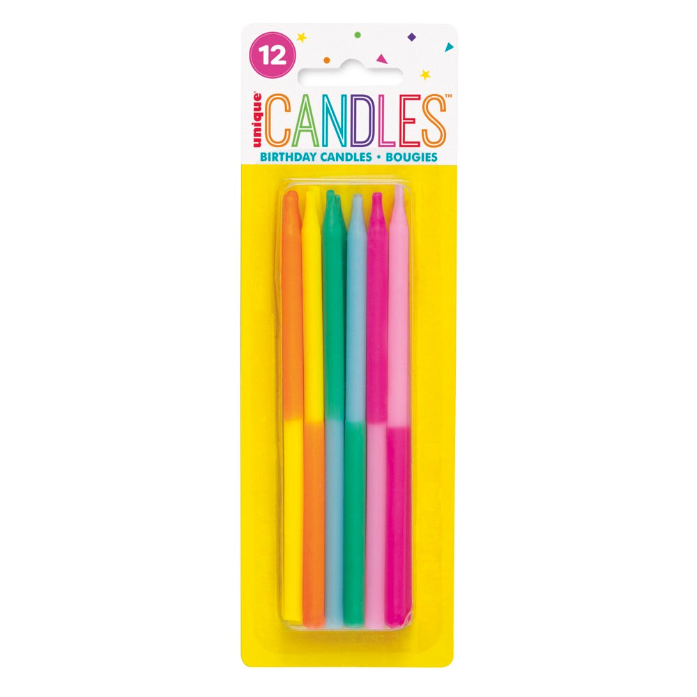 Assorted Two-Color 5 Birthday Candles 12ct