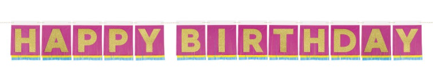Tissue Fringed Happy Birthday Banner