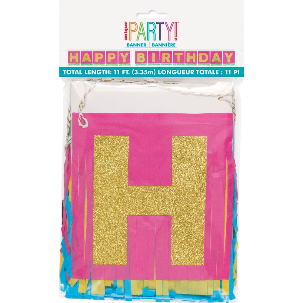 Tissue Fringed Happy Birthday Banner