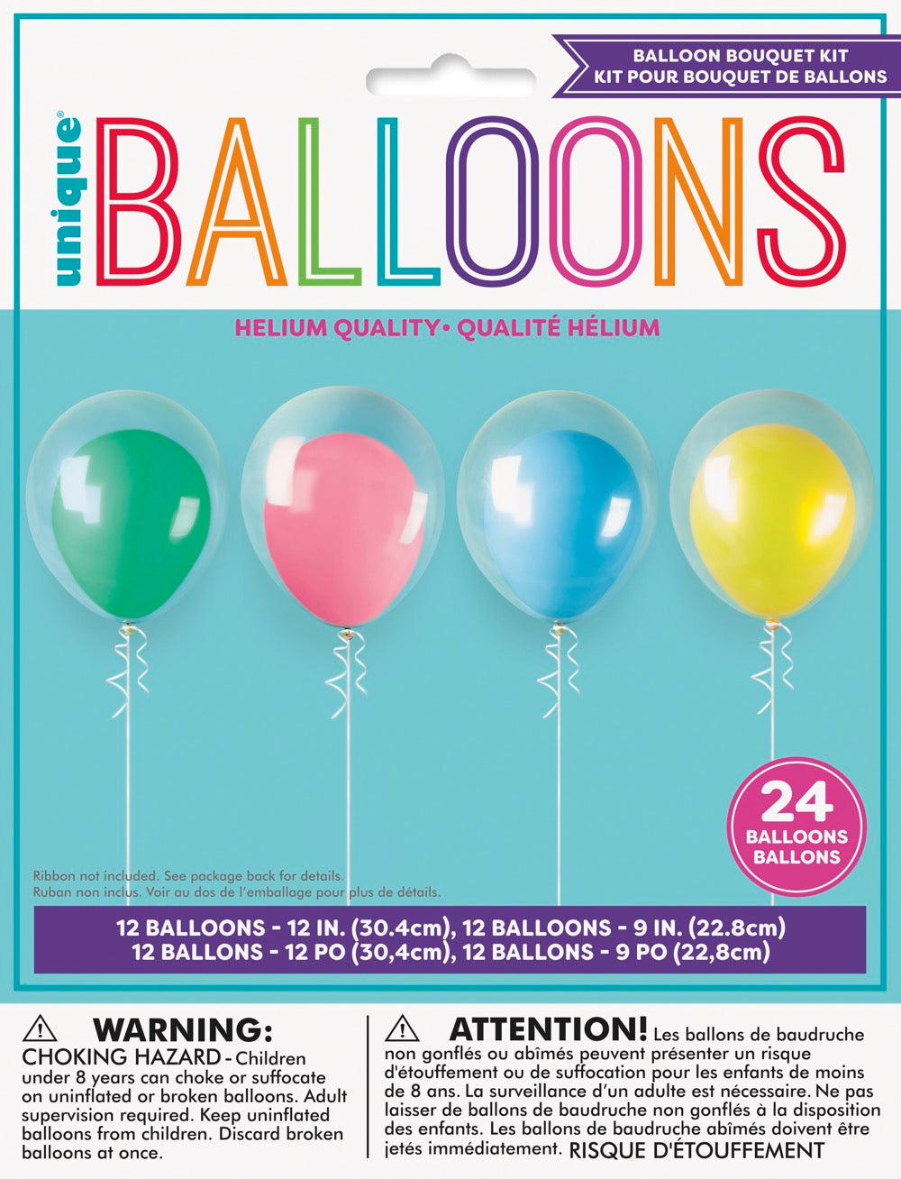 Assorted Neon Colors Latex and Clear Layered Balloon Bouquet Kit