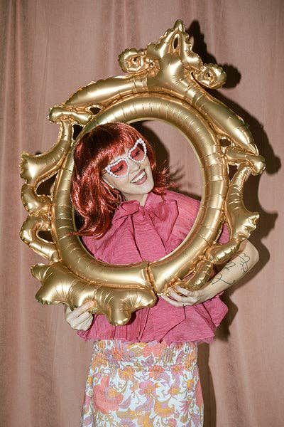 Golden Selfie Frame Foil Balloon 38in