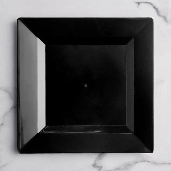 Premium Plastic Square Black Plates and Bowls