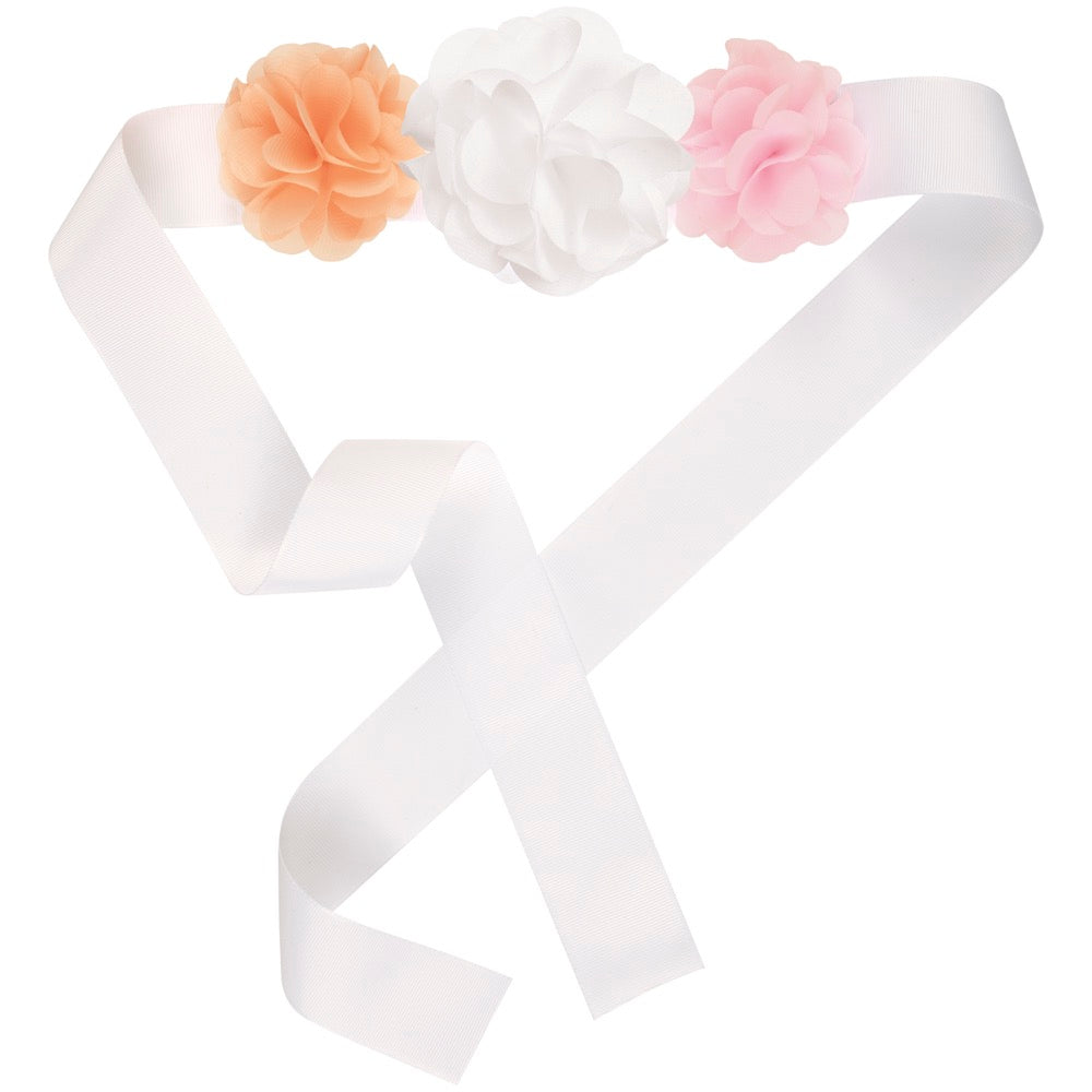 Baby Shower Ribbon Sash with Chiffon Flower Decorations