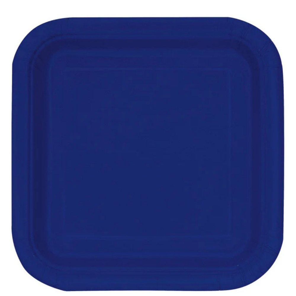 Navy Blue Square 9in Dinner Plates 14ct