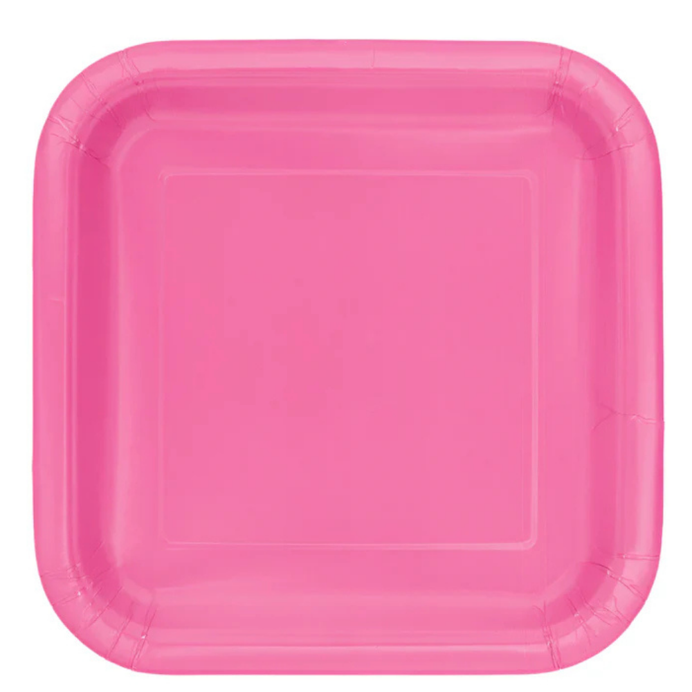 Hot Pink Square 9in Dinner Plates 14ct
