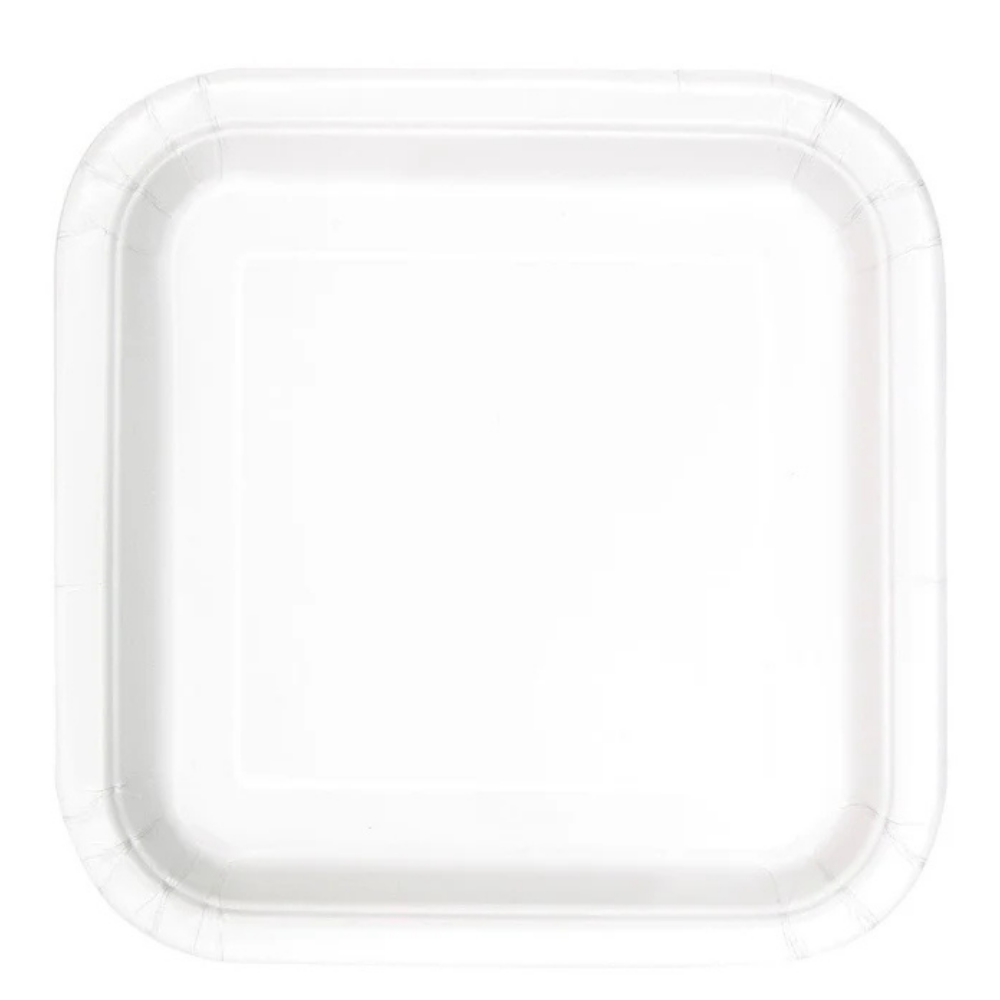 White Square 9in Dinner Plates 14ct