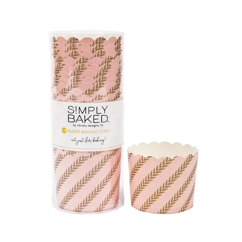 Cup Large Pink Gold Leaf/20pk