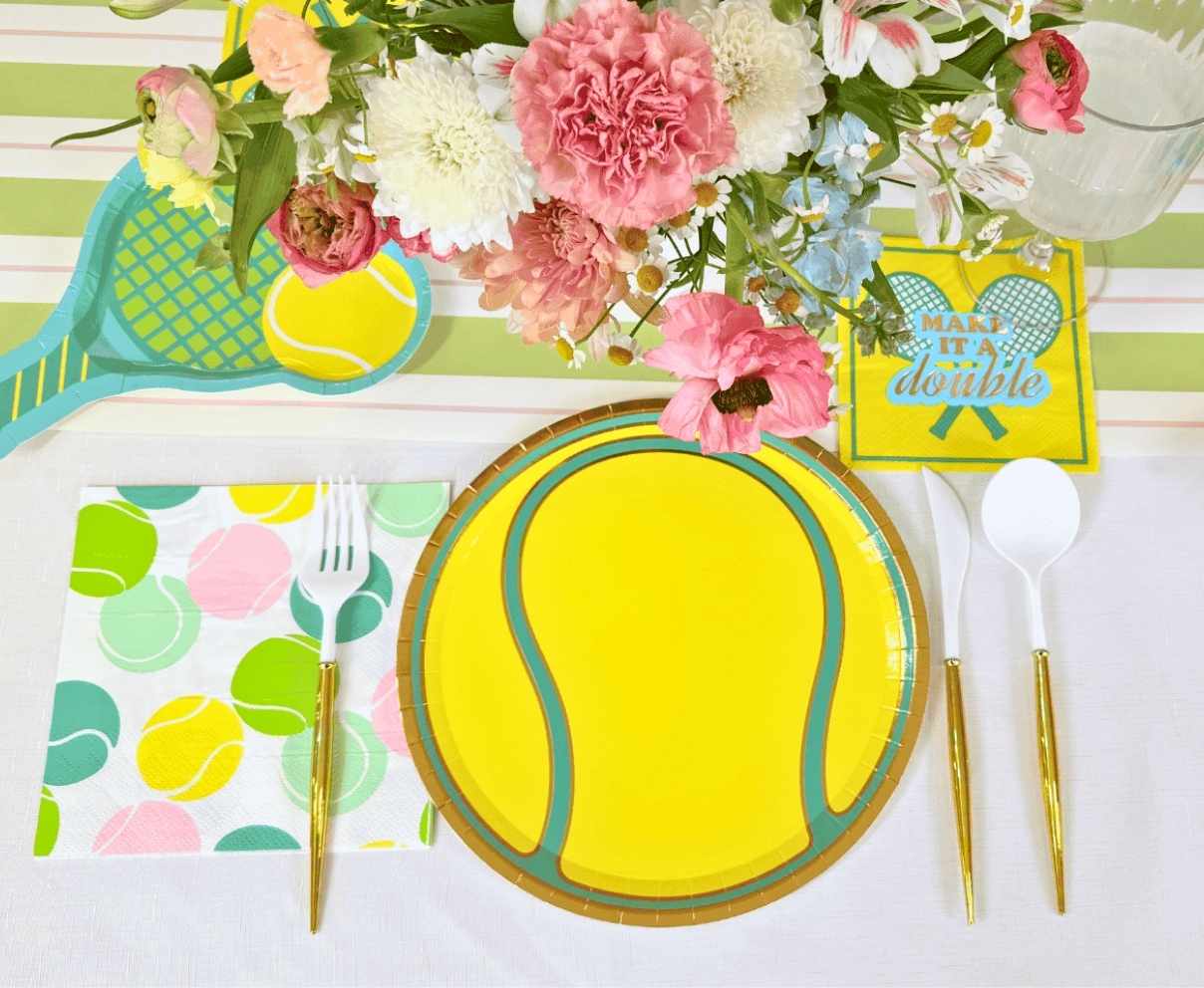 Tennis Racket 9in Appetizer/Dessert Plates 8ct