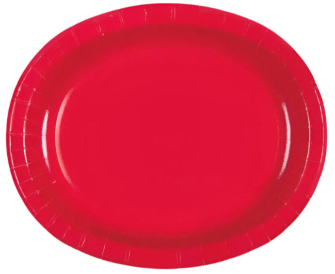 Red Oval Plates 8ct