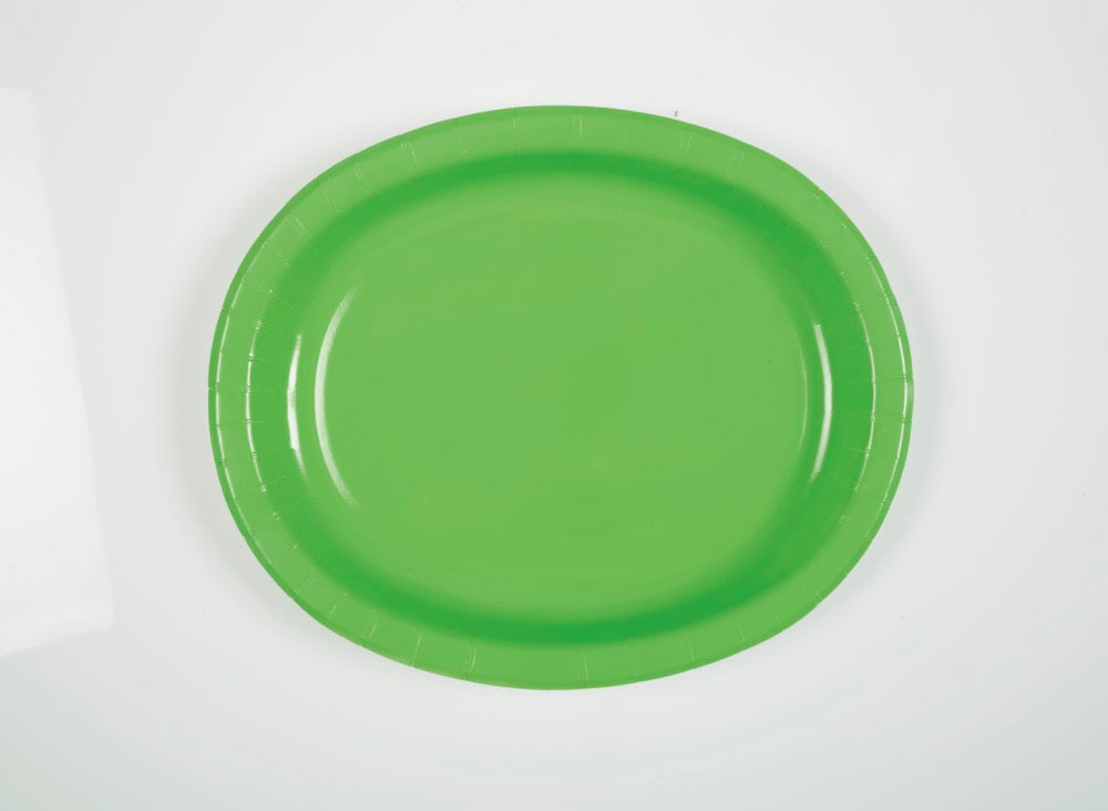 Lime Green Oval Plates 8ct