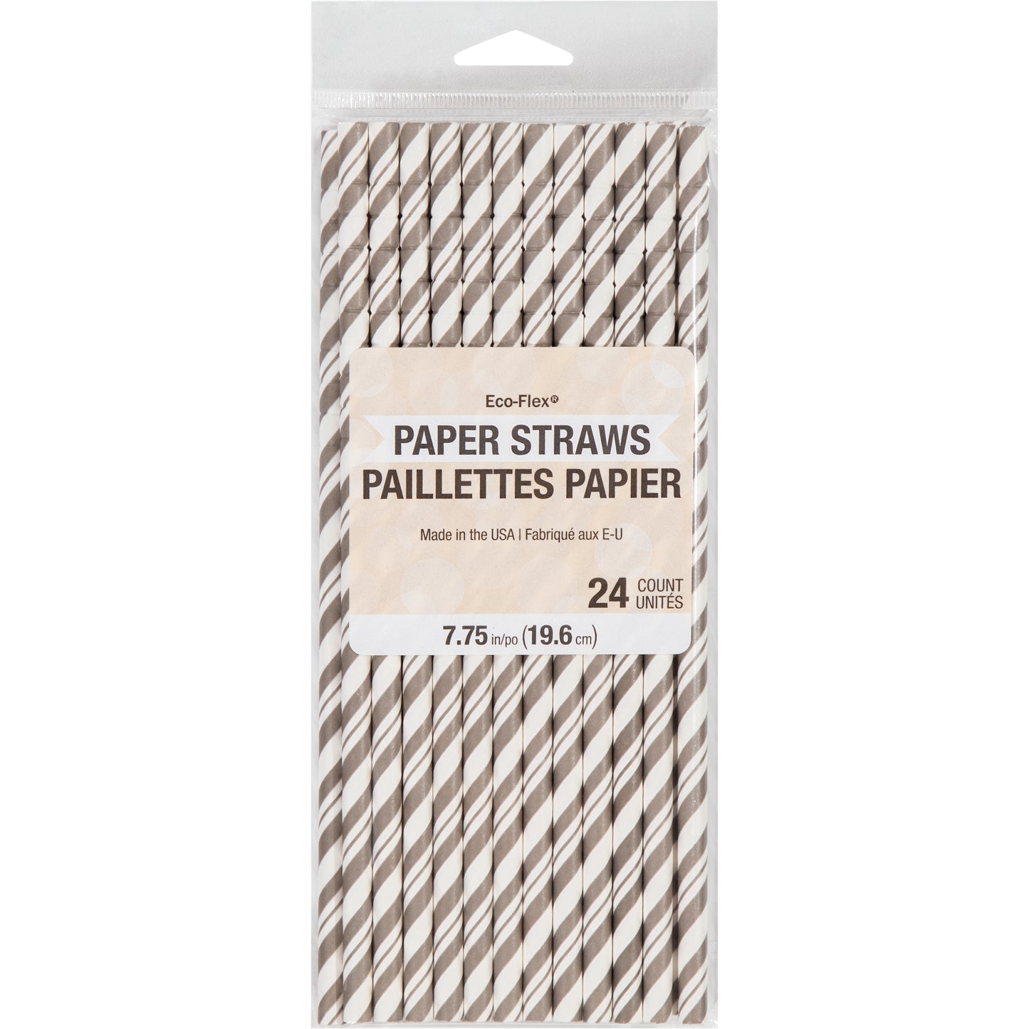 Striped Paper Straws 24ct - Silver