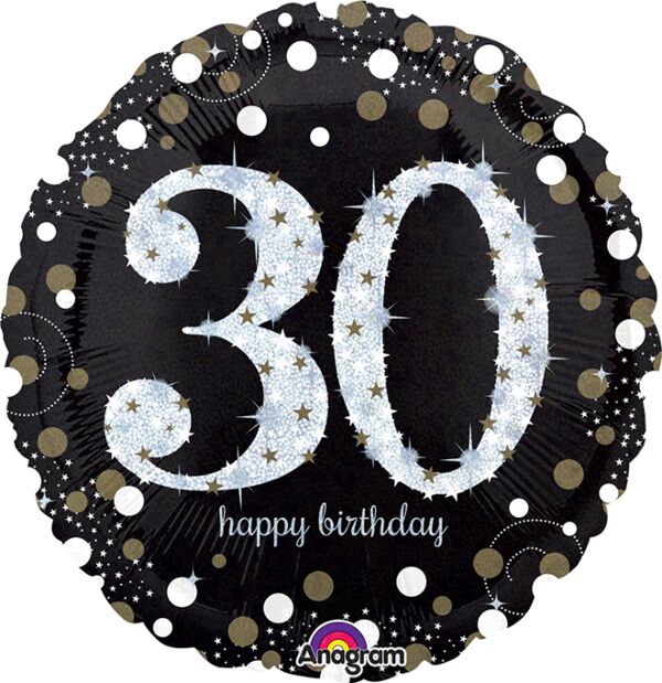 #087 Sparkling Birthday 30 18in Balloon