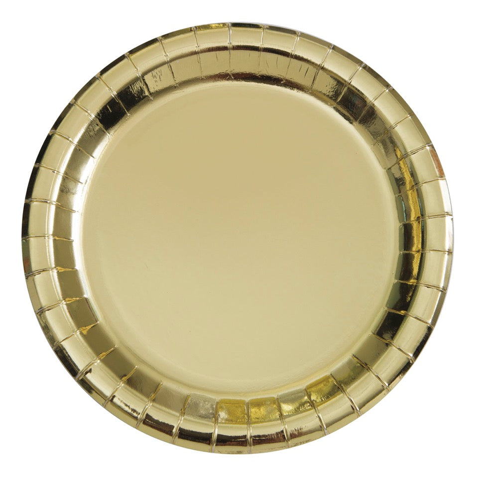 Gold Foil Round 7in Dessert Plates 8ct